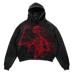 Punk Wind Ninja Printed Long-sleeved Hoodies Couples Hip-hop Street Y2k Street Loose Oversized Hoodies Harajuku Goth Top