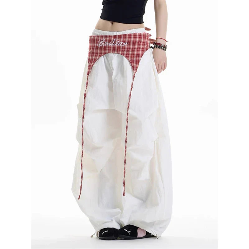 Brown Baggy Parachute Pants Oversize Cargo Pants Harajuku Japanese Y2k Gyaru Vintage Trousers Clothes