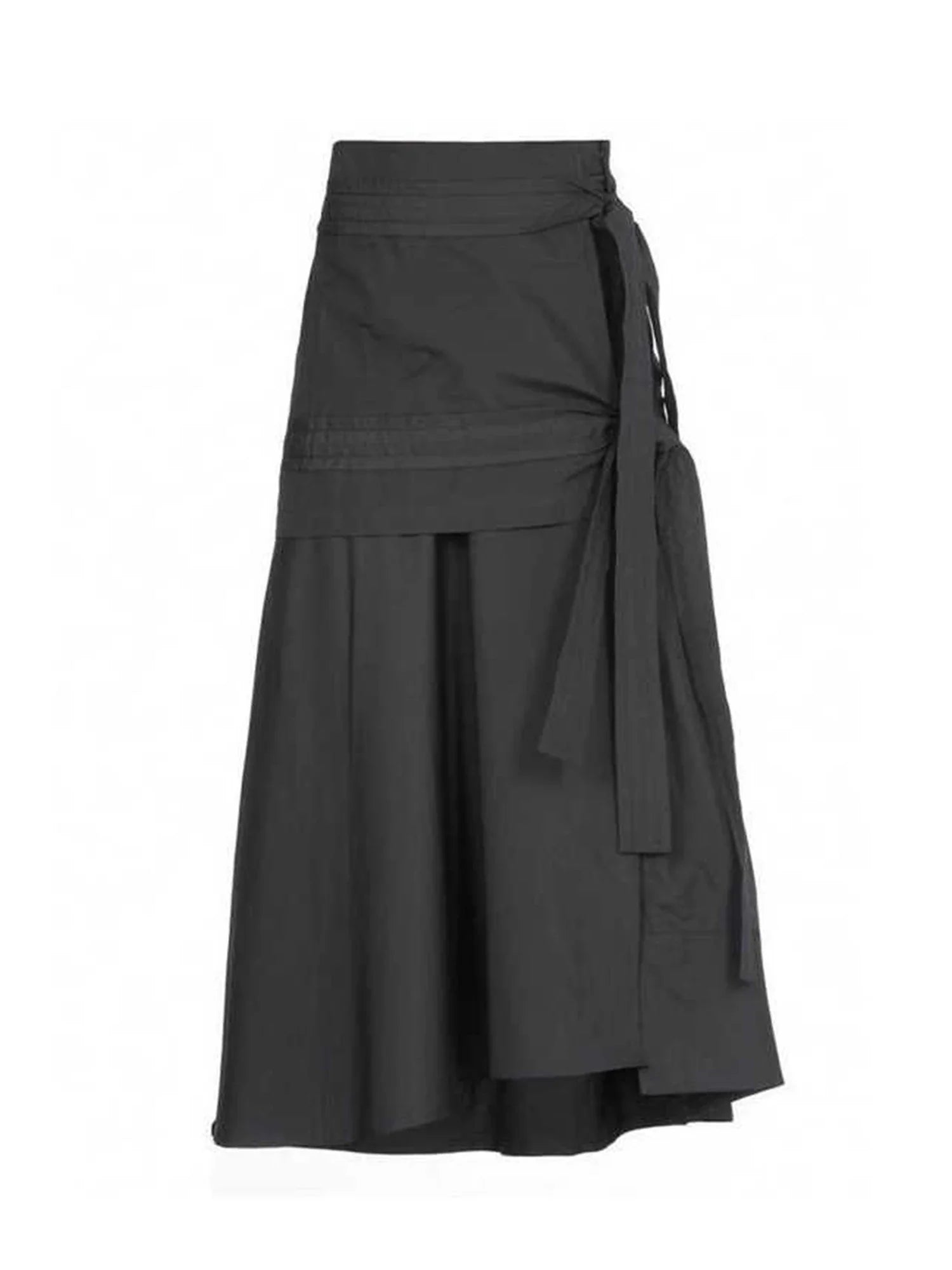 Grey A-line Skirt Vintage Y2k Long Skirt Harajuku 90s Bandage Asymmetrical Skirts 2000s Clothes