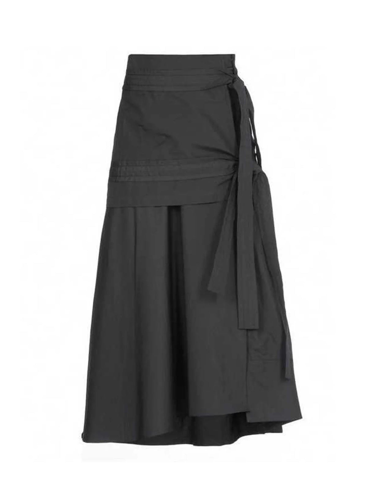 Grey A-line Skirt Vintage Y2k Long Skirt Harajuku 90s Bandage Asymmetrical Skirts 2000s Clothes
