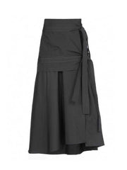 Grey A-line Skirt Vintage Y2k Long Skirt Harajuku 90s Bandage Asymmetrical Skirts 2000s Clothes