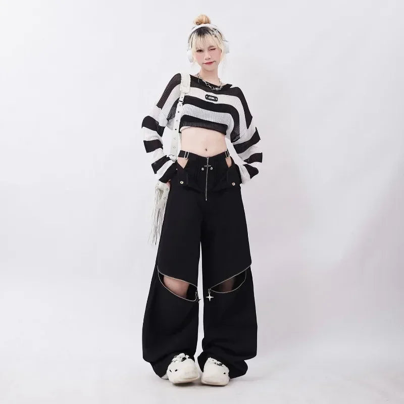 American Individualized Spicy Girl Hollow Out Workwear Pants