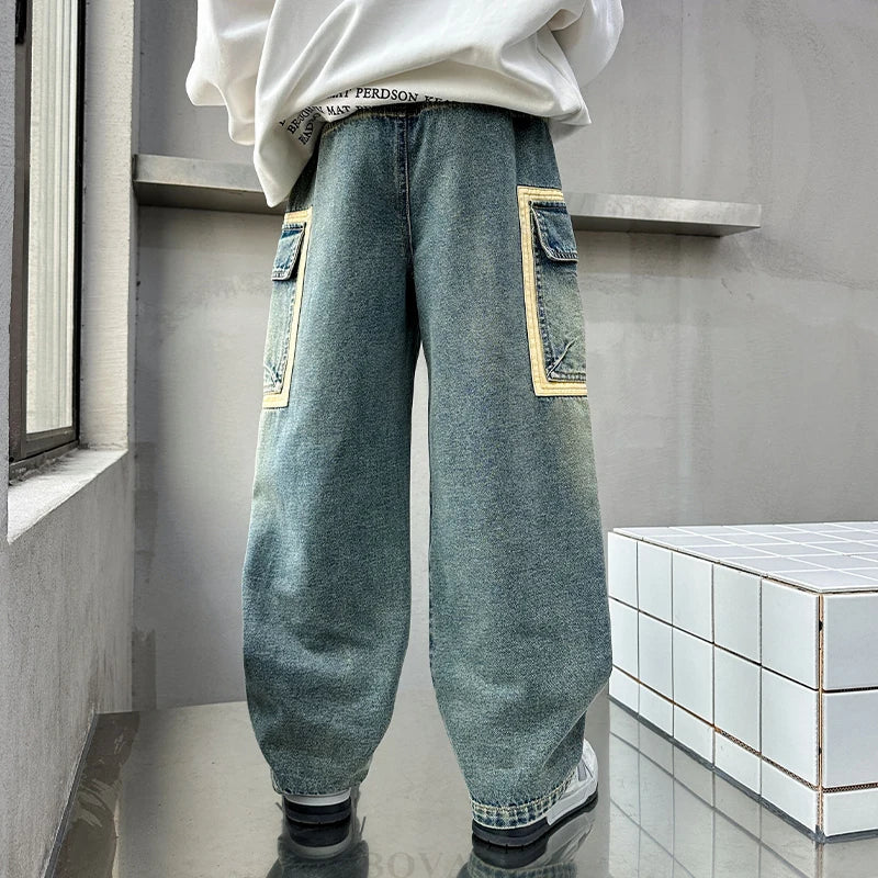 Design Children Relaxed Fit Straight Leg Cargo Jeans