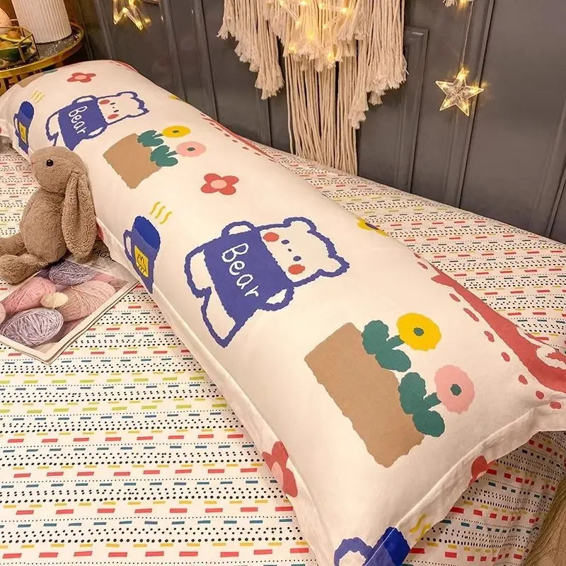 100% Cotton Pillow Cover Comfortable Pillow Case 90/120/150/180cm Long Bedside Cushion Cover Sweet Girl Pillow Covers Decorative
