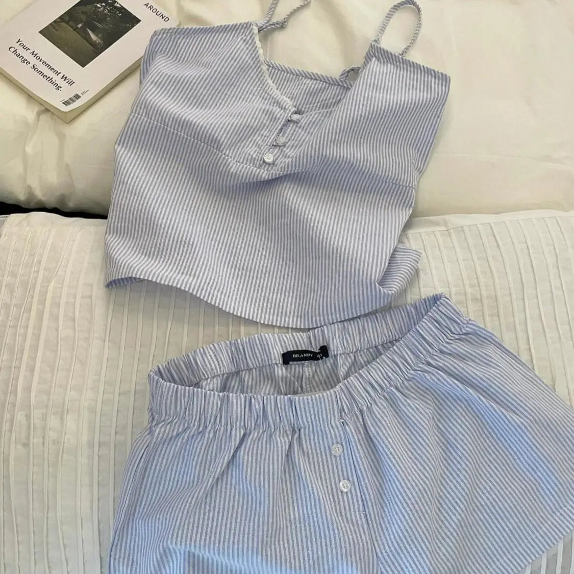 s 2 Piece Pajama Set with Cute Floral Print Short Sleeve Top