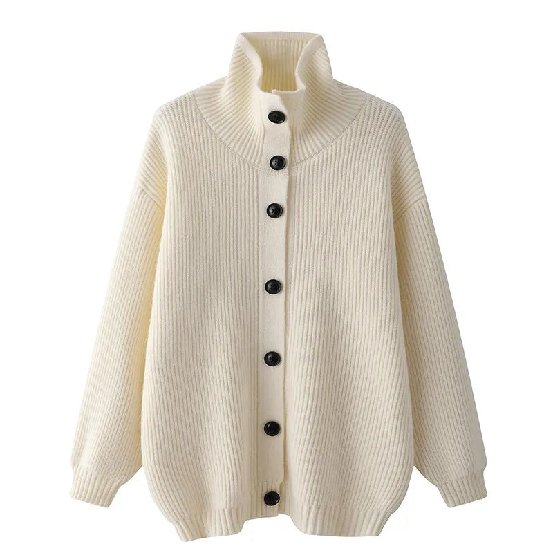 Jersey Single breasted Casual Sports Coat Solid Color Stand Collar Wweater Fleece Warm Cardigan