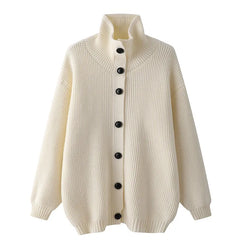 Jersey Single breasted Casual Sports Coat Solid Color Stand Collar Wweater Fleece Warm Cardigan