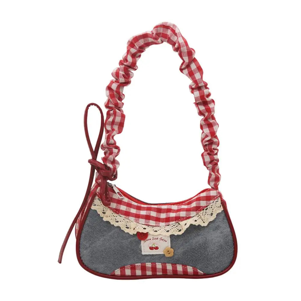 Grid Mini Handbags Adjustable Shoulder strap Korean Hand-held Commuting bag Single-shoulder Crossbody bag Underarm pouch