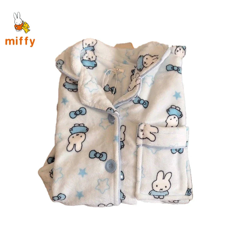 Kawaii Miffy Sleepwear Creative Cartoon Blue Star Bowknot Rabbit