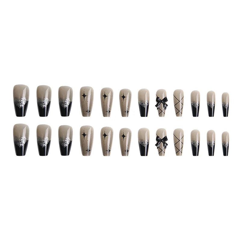 24PCS/1BOX girls Wear Wholesale Bow Girls Nail Art Fake Nails