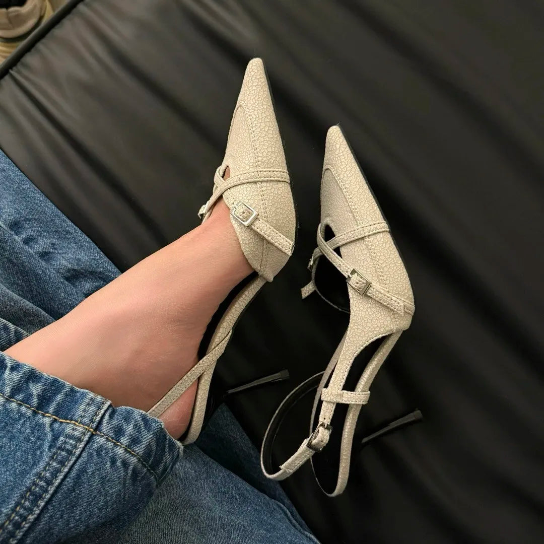 Jeans Heeled Sandals Pointed High Heel Office Lady Shoes Beautiful high heels Shoes sandalias mujer
