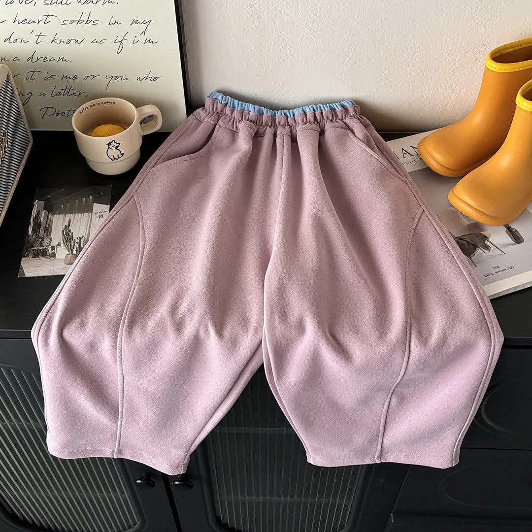 Casual Children Pants Girls Elastic Waist Loose Fit Sweatpants Soft Kids Boys Sport Trousers