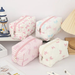 1 pc exquisite bowknot single-layer pencil case, floral pattern design storage bag, a must-have