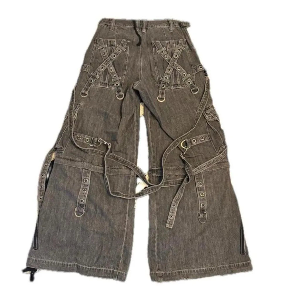 Trend Washing Heavy Industry Loose Jeans Street Y2K Hip-hop Oversized Wide-leg Pants Unisex Mopping Jeans