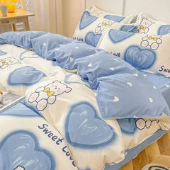 Pink Light Blue Checkered Striped Duvet Cover with Multiple Patterns 200X230cm Soft Duvet Cover Suitable