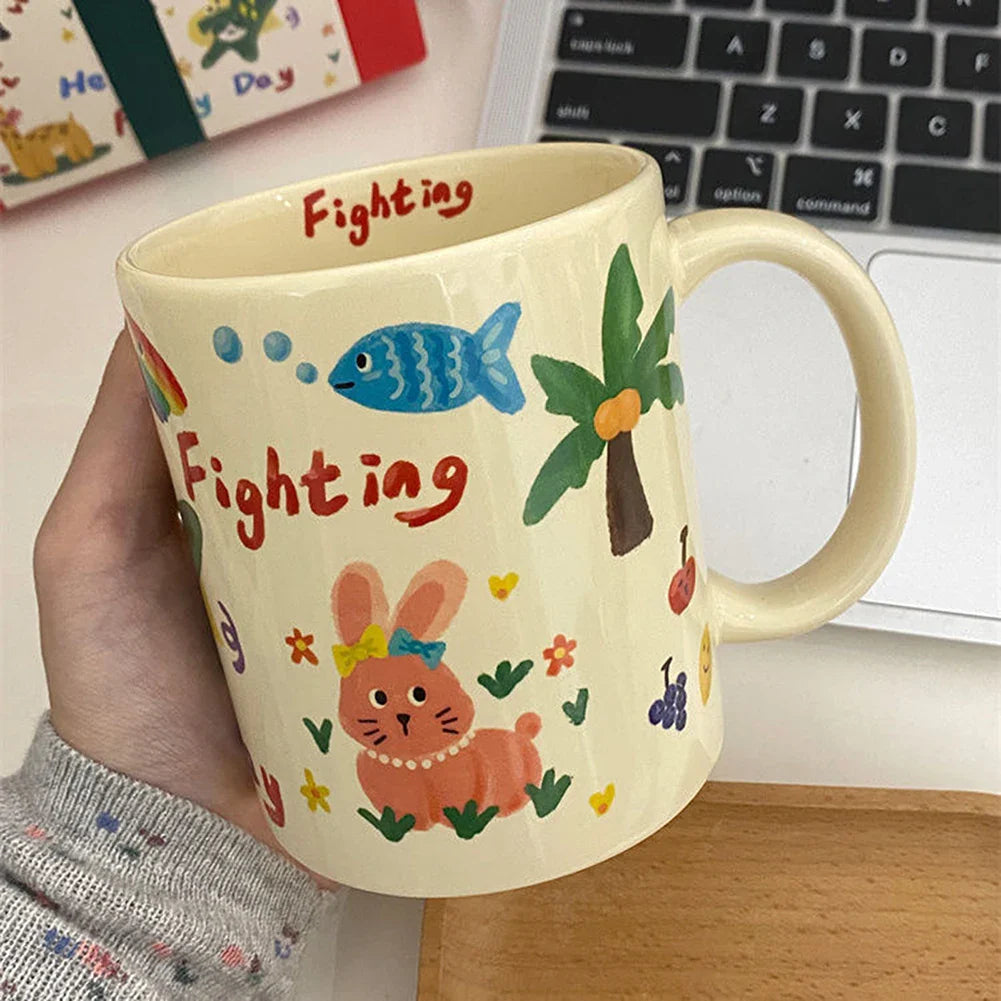 Ceramic Coffee Mug Funny Cute Cartoon Dog Mug with Handle Home Baking Dessert Breakfast Milk Mug Present