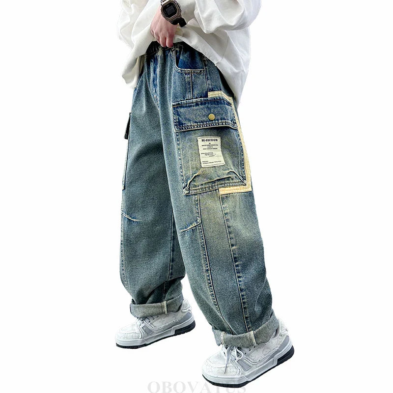Design Children Relaxed Fit Straight Leg Cargo Jeans