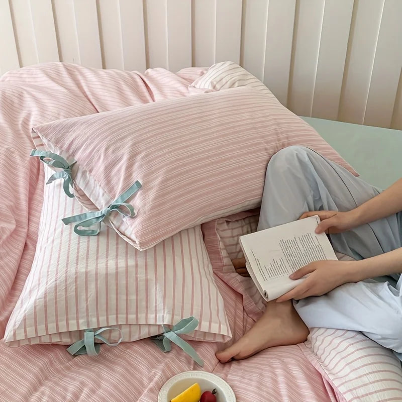 Double Sided Stripes Bow Pillow Cases 48x74cm Soft Comfortable Covers Cotton Pillow Cover Pillow Sham Beds Home Decoration gifts