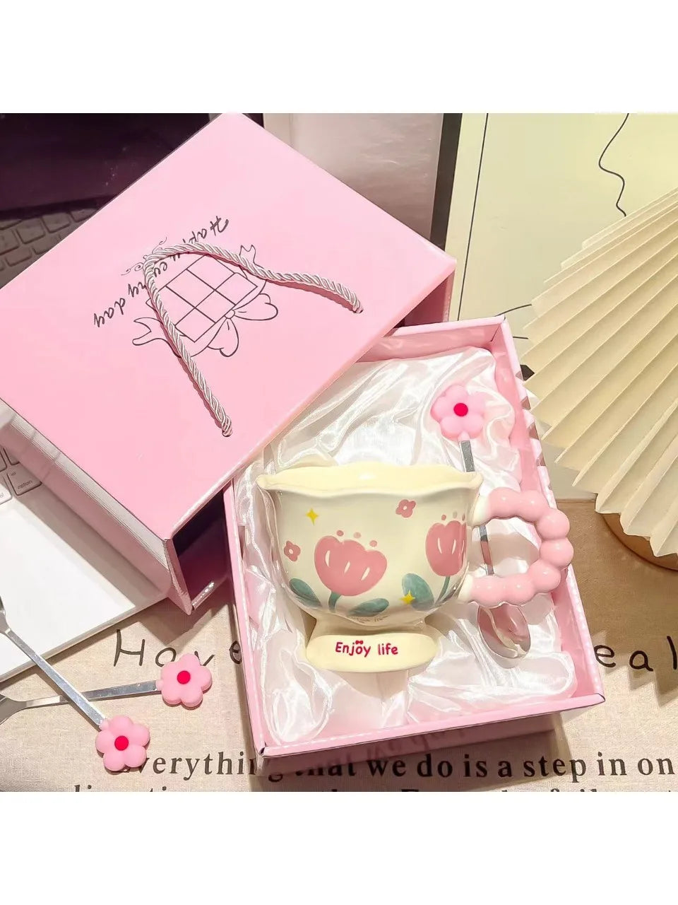High Value Ceramic Flower Coffee Mugs Dishwasher Safe Creative Water Cups Birthday Gifts
