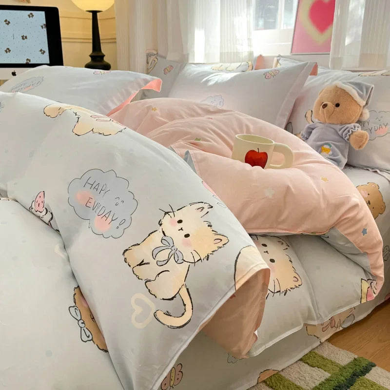 100% Cotton Printed Duvet Cover Single Piece Fresh Style Bedding Cover Soft Breathable Quilt Cover