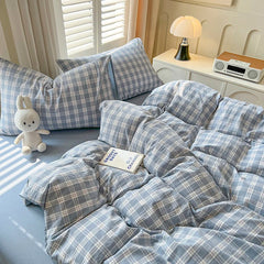 Lattice Duvet Cover Set with Sheet Pillowcases No Filling Warm Bed Linen Twin Full Queen Size Grid Home Bedding Set