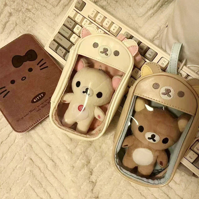 Rilakkuma Korilakkuma Clutch Bag Key Chain Couple Anime Relax Bear PU Coin Purse Pendant Jewelry Storage Key Wallet Kids Gift