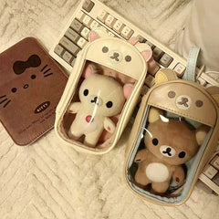 Rilakkuma Korilakkuma Clutch Bag Key Chain Couple Anime Relax Bear PU Coin Purse Pendant Jewelry Storage Key Wallet Kids Gift