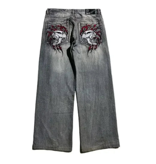 Trend Washing Heavy Industry Loose Jeans Street Y2K Hip-hop Oversized Wide-leg Pants Unisex Mopping Jeans