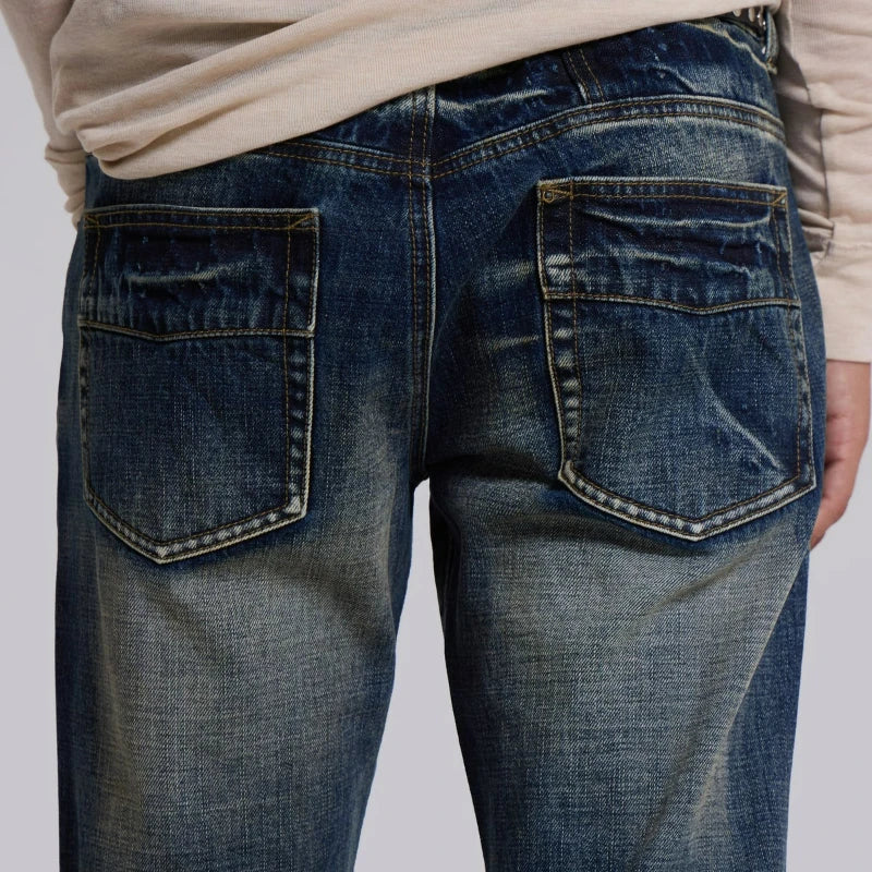 Y2K Mid Blue Flared Jeans Vintage Washed Bootcut Jeans Gothic High Street Unisex Streetwear Retro Baggy wide leg Pants