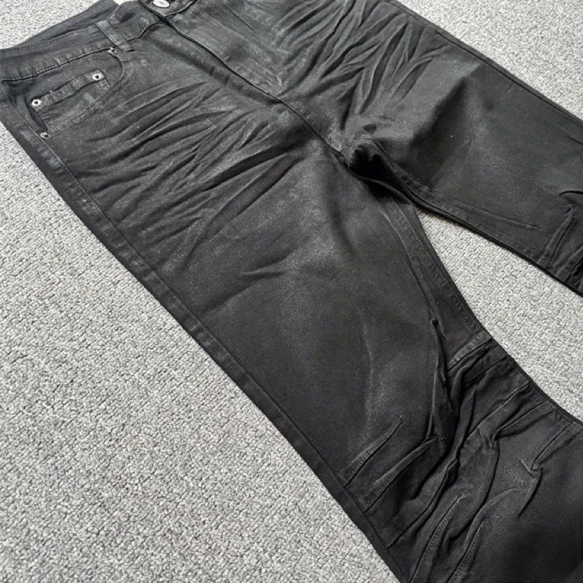 American Retro Heavy Industry High Street Coated Micro-Flared Jeans