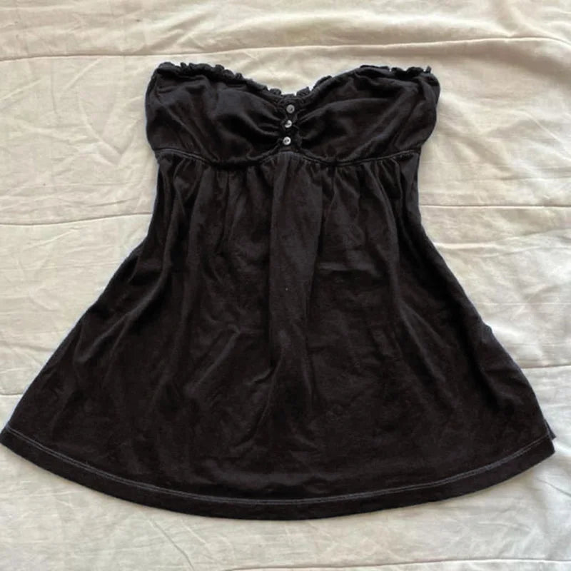 Cool Punk Harajuku Lace Solid color Y2k Tank Top Casual Hip Hop Sleeveless Top Unique Grunge Goth Crop top Streetwear Vest Retro
