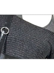 Grey Pullover Knit Sweater Harajuku Vintage 2000s Y2k Fake Two Pieces Knitwear Long Sleeves Cashmere Sweater
