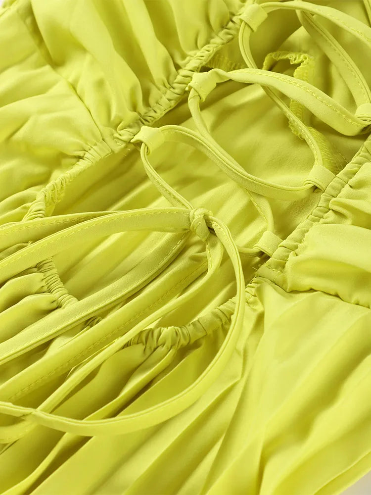 Strapless Ribbon Maxi Dress Elegant Sleeveless Backless Pleated Party Dresses Lady Evening Vestido