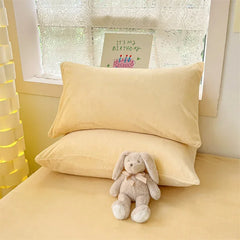 Simple Milk Fleece Warm Duvet Cover Set 220x240 Soft Fluffy Queen Bedding Set Plush Warmth Blanket Cover Sets Cozy