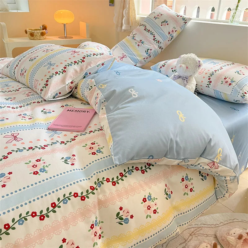 1Pcs 100% Cotton Printed Duvet Cover Cartoon Pattern Skin Friendly Breathable Comforter Cover Bedclothes