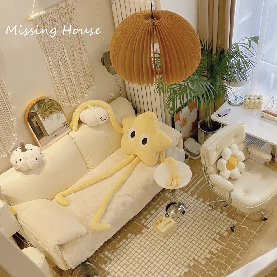 160cm Funny Yellow Star Long Leg Pillow Cushion Cartoon Anime Home Sofa Car Bedroom Cartoon Gift
