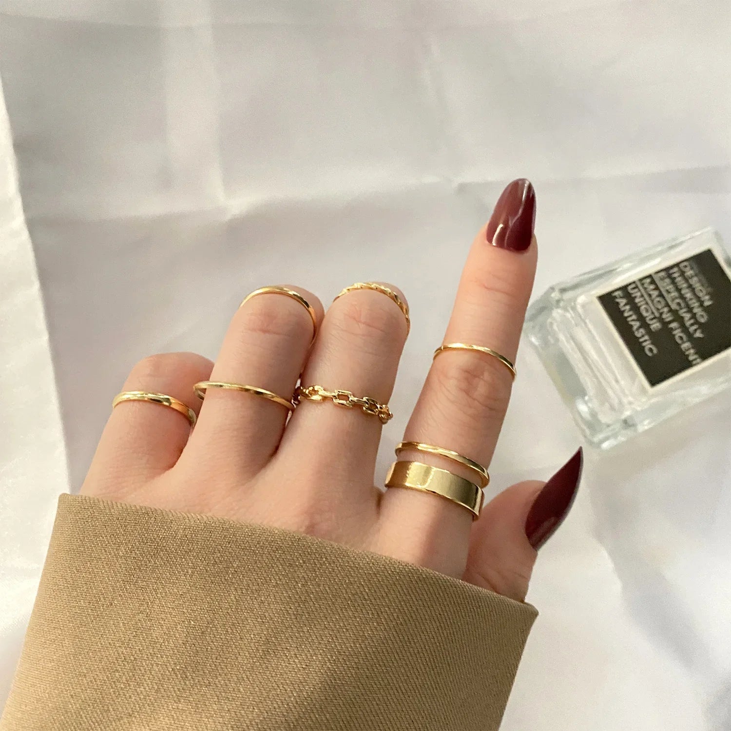 The Tide Cool Ring Set Korean Ring Ring Net Red Jewelry Not Fade Color Ring Cold Wind Hip Hop Index Finger Ring