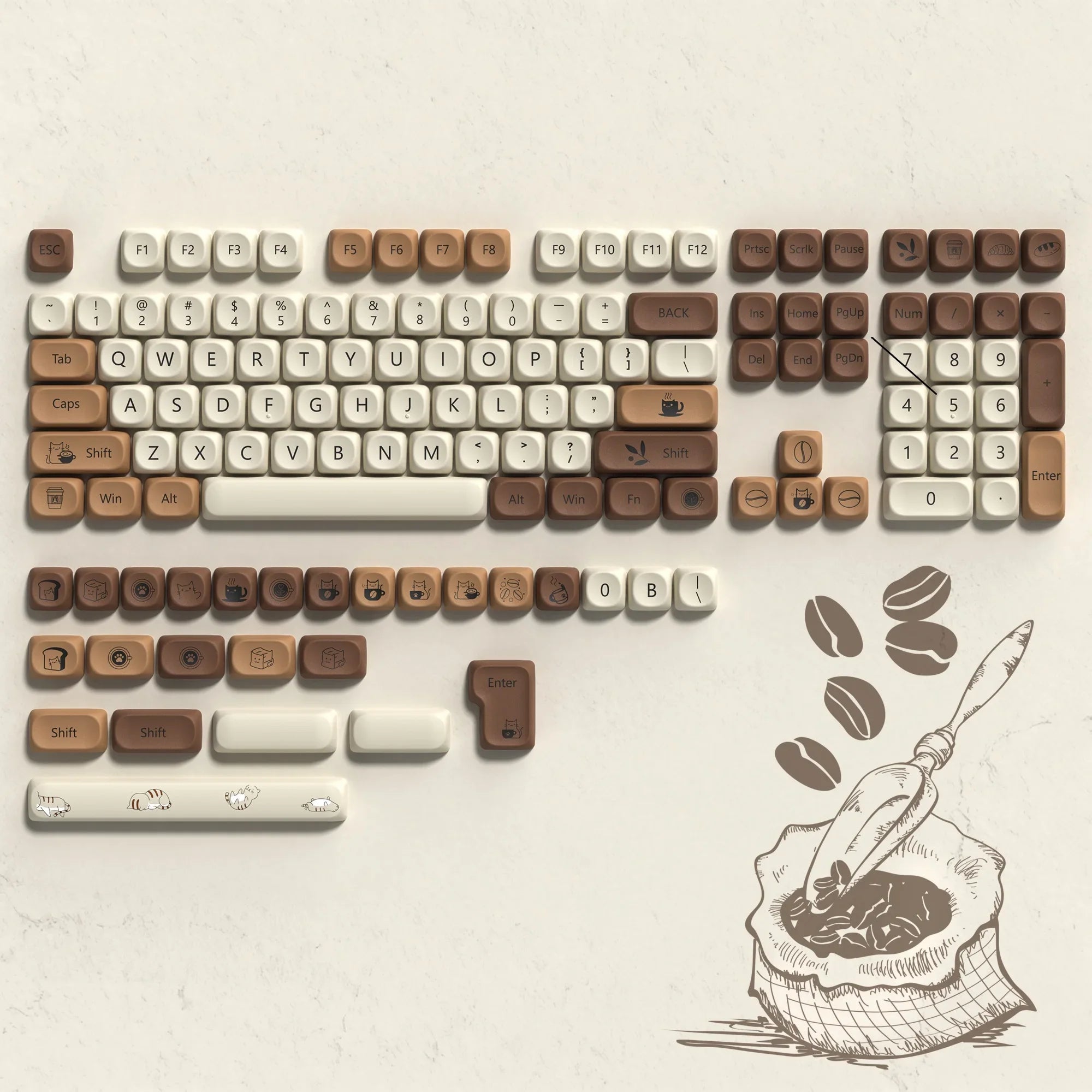 Pink Cat Dye Sublimation PBT Keycaps 136 Keys MOA Profile Keyboard Keycaps