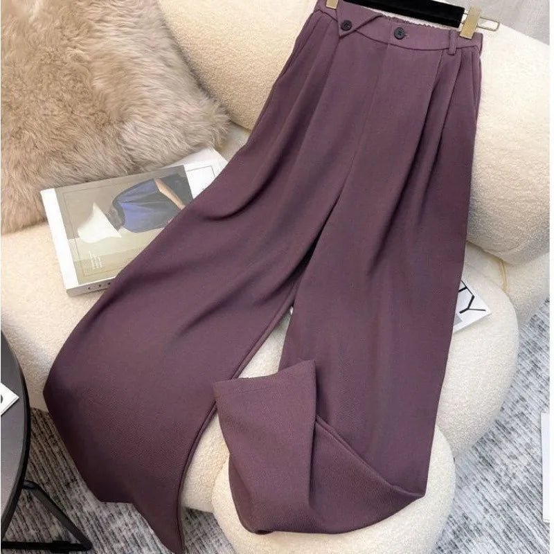 Simple Sleeveless Suit Vest Casual Wide Leg Pants Two-piece Set