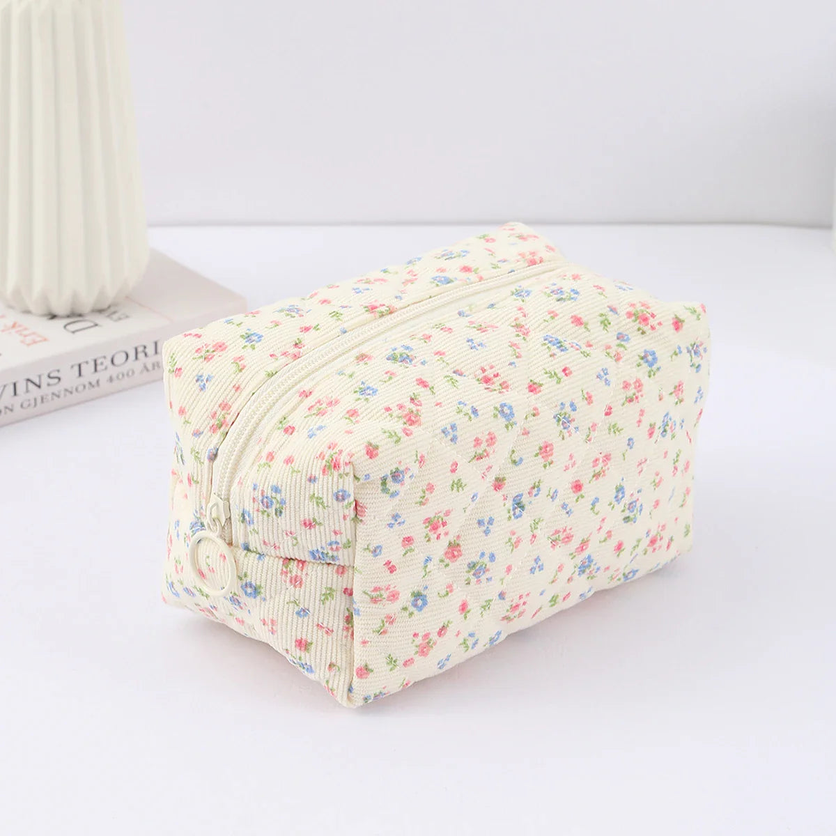 1 pc exquisite bowknot single-layer pencil case, floral pattern design storage bag, a must-have