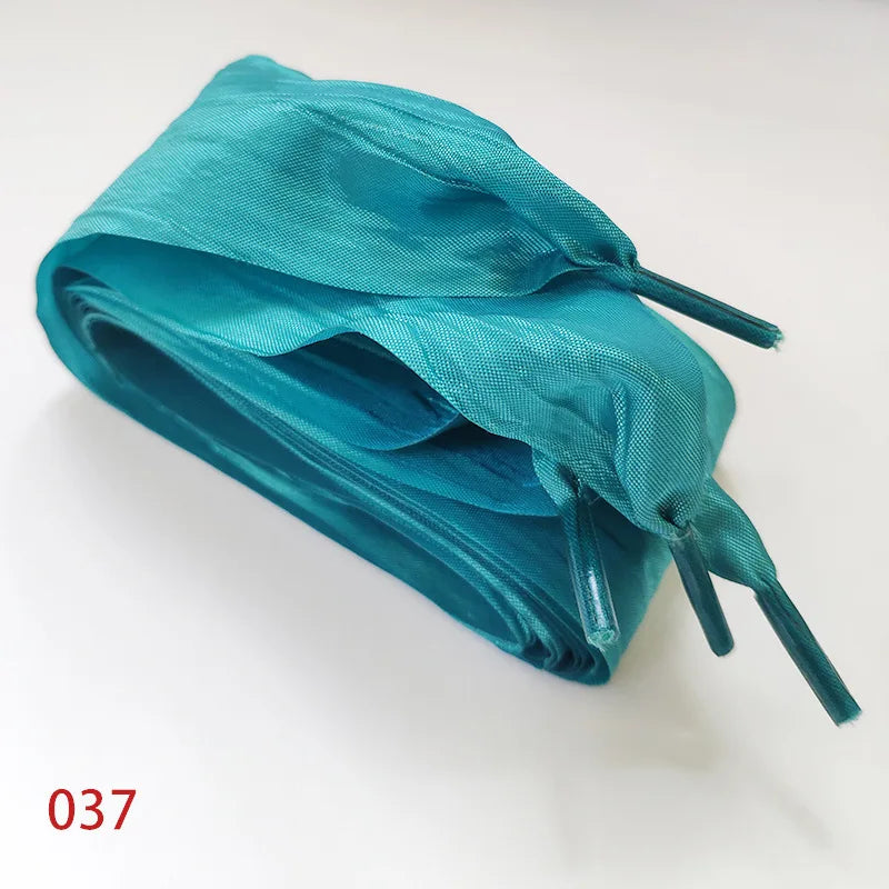 5cm Widened Butterfly Bow Ruffled Yarn Shoelaces Flat Silk Big Bow Wide Laces Trend Beauty White Casual Shoes Laces Dropship