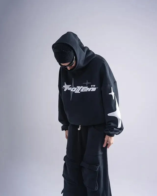 Retro Gothic Hoodie American High Street TrendY2k Harajuku Loose