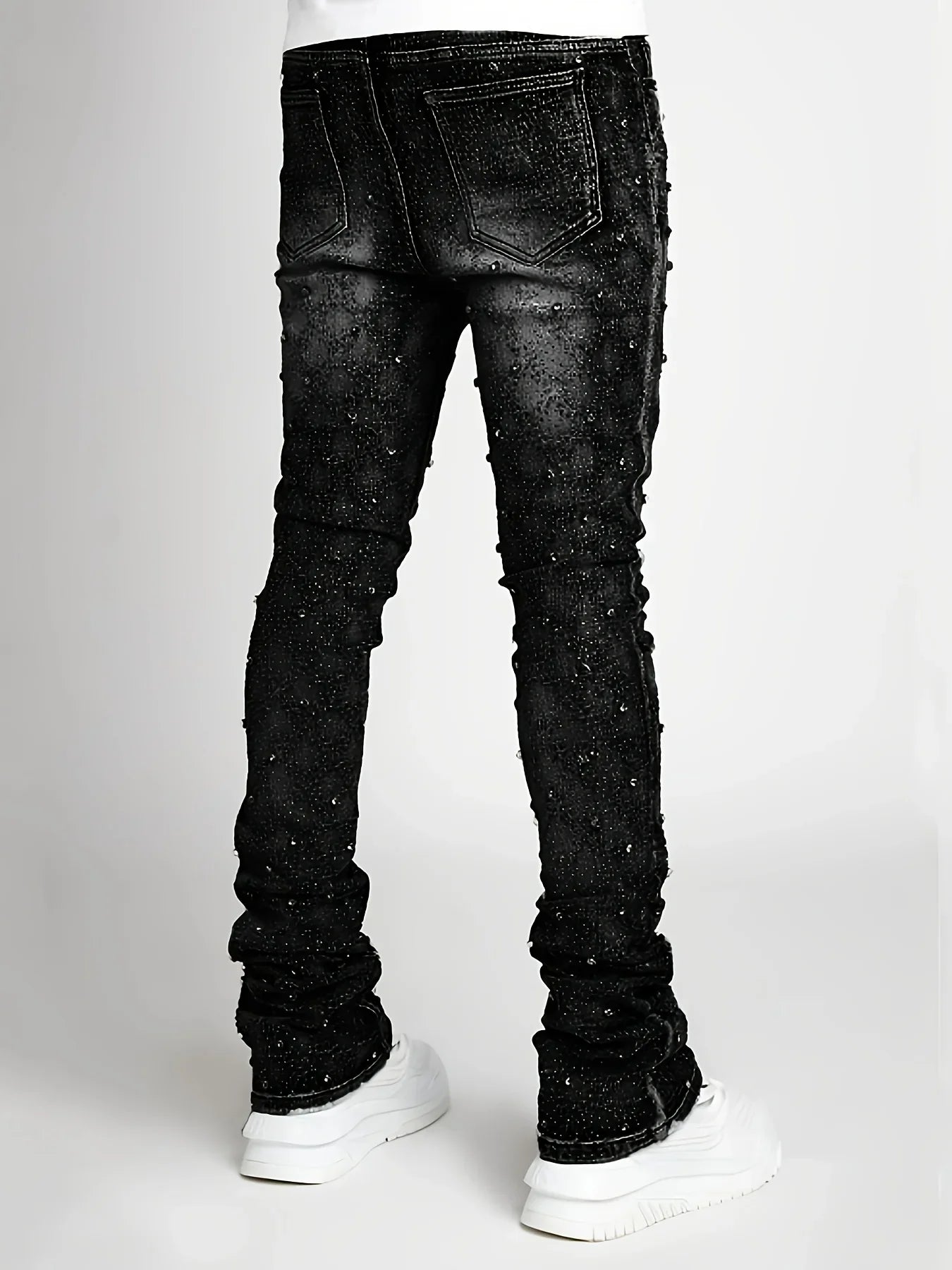 denim personality straight leg pants European
