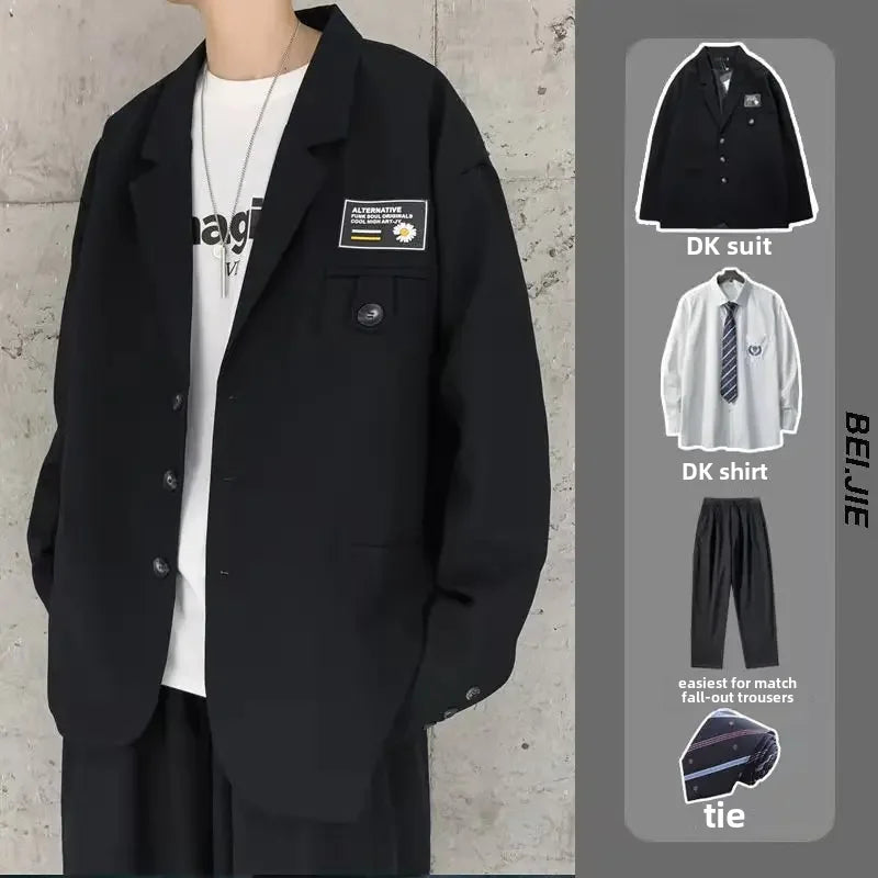 Western-style Suit Korean Trendy Punk Style Three-piece Set Jacket Dakka Uniform Casual Scene