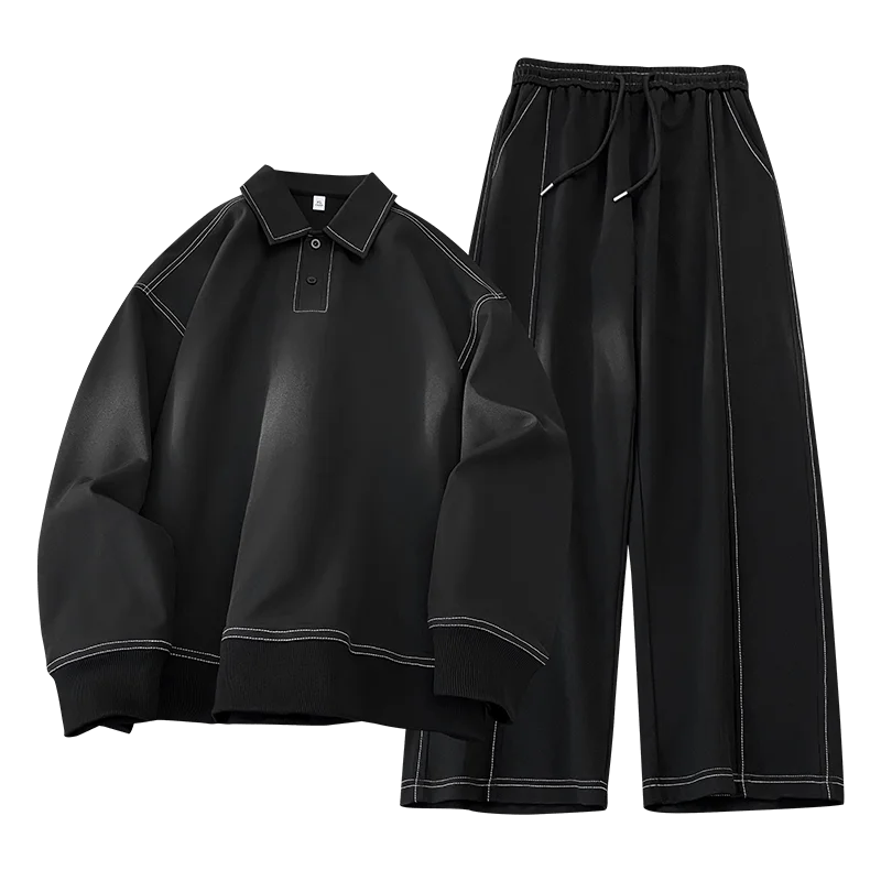 Two-piece set sportswears Casual Outdoor Set Square Neck Long Sleeve Loose TShirt Elastic Waist Comfort Pants