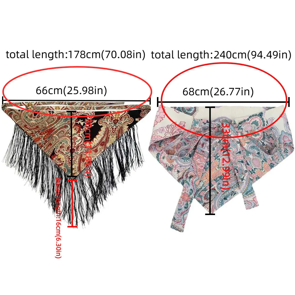Chinese Style Ethnic Triangular Waistband Embroidered Printing Tassel Floral Triangular Belt Jeans Decor Clothing Accessories
