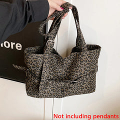 Casual Large-Capacity Leopard Print Bag Lightweight Versatile Shoulder Bag Relaxed Commuting Tote Bag