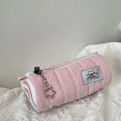 INS Large Capacity Pink Pen Bag Creative Soft Touch Pencil Case Stationery Storage Organizer Creative Students Gift