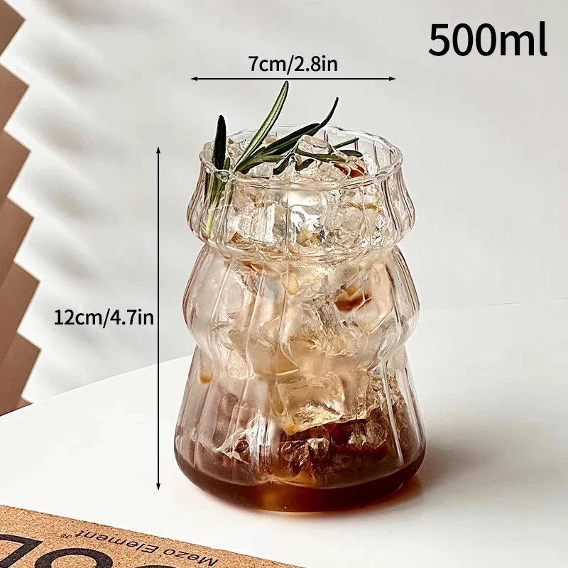 Glass Drinkware Cold Coffee Cups Latte Coffee Glass Iced Juice Milk Water Bottle
