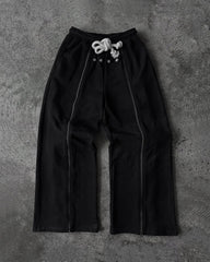 Casual versatile trend personalized street loose black rock Wide Leg Korean Trousers Streetwear pants